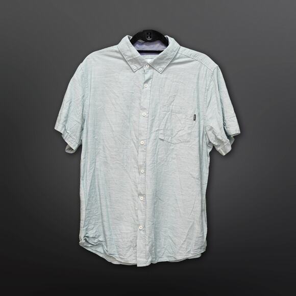 Hurley Men's Green Short Sleeve Button-Down Shirt - Picture 3 of 4